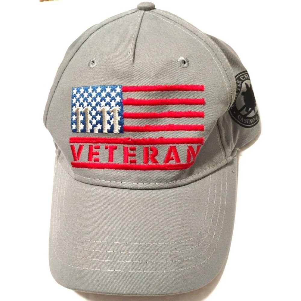 Grey USA American Flag Veteran Baseball Cap Hat VFW Military Adjustable